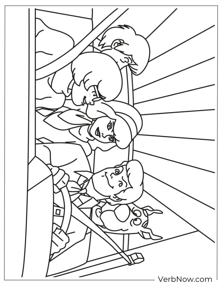 Team in the Mystery Machine coloring page