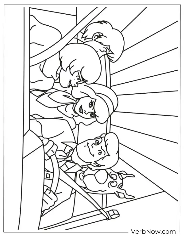 Team in the Mystery Machine coloring page