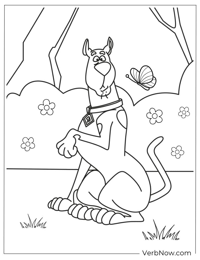 Scooby in the forest coloring page