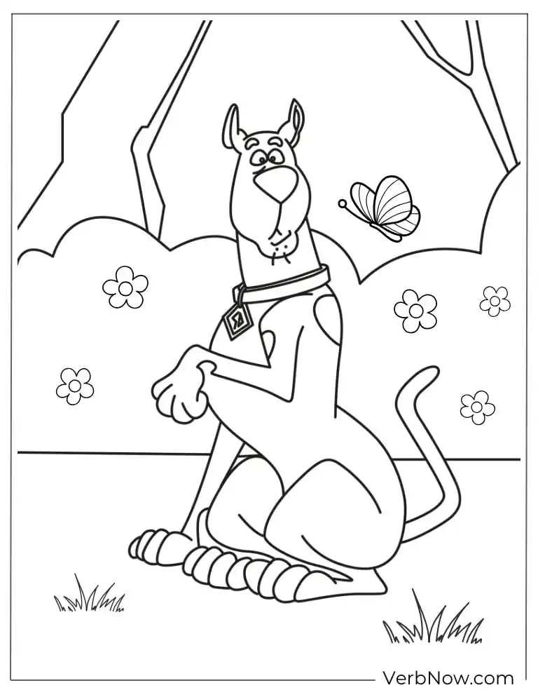 Scooby in the forest coloring page