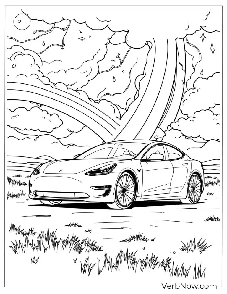 Tesla Model 3 coloring page