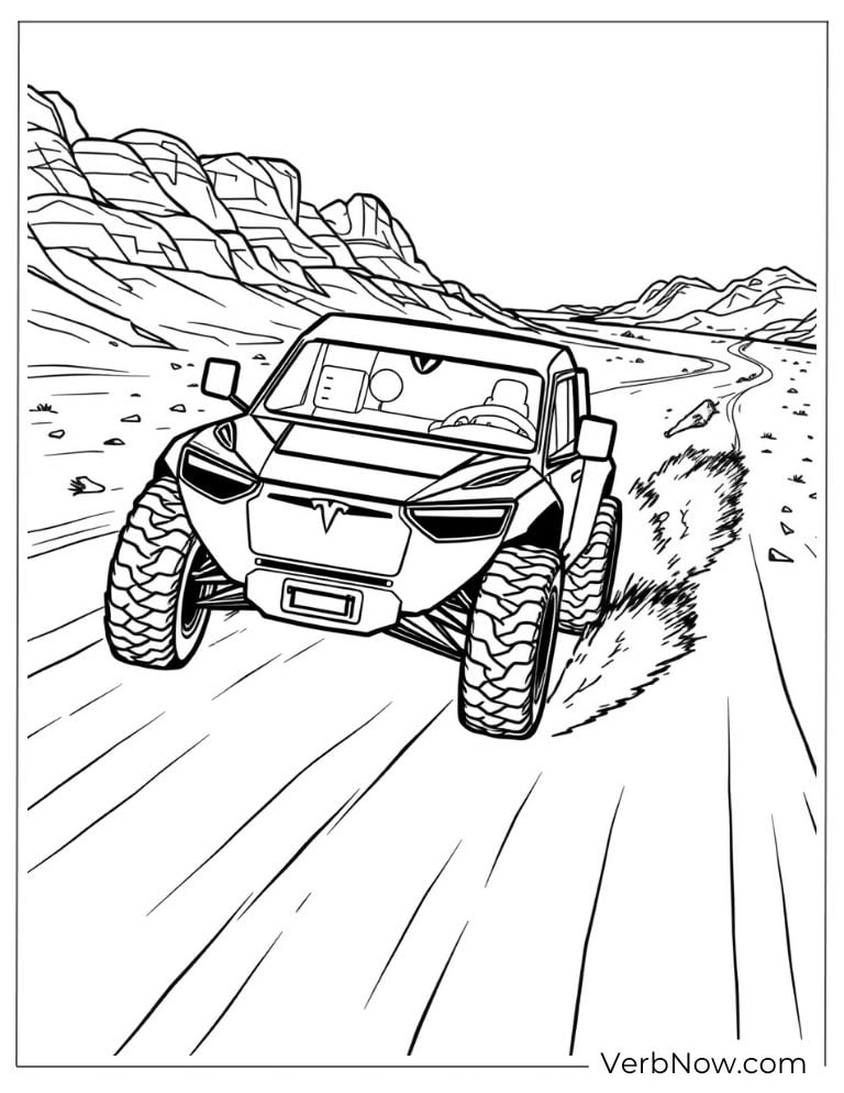 Coloring page of Tesla Cybertruck
