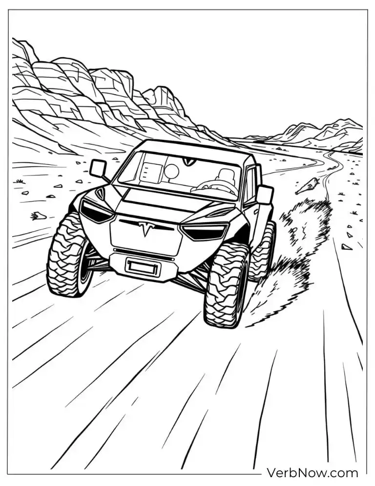 Coloring page of Tesla Cybertruck
