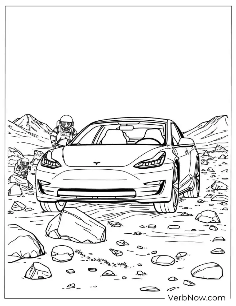 Tesla navigating rocky off-road terrain