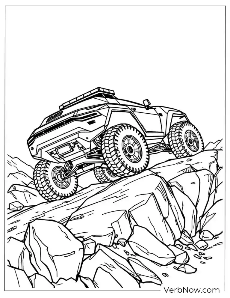 Tesla Cybertruck climbing a steep cliff
