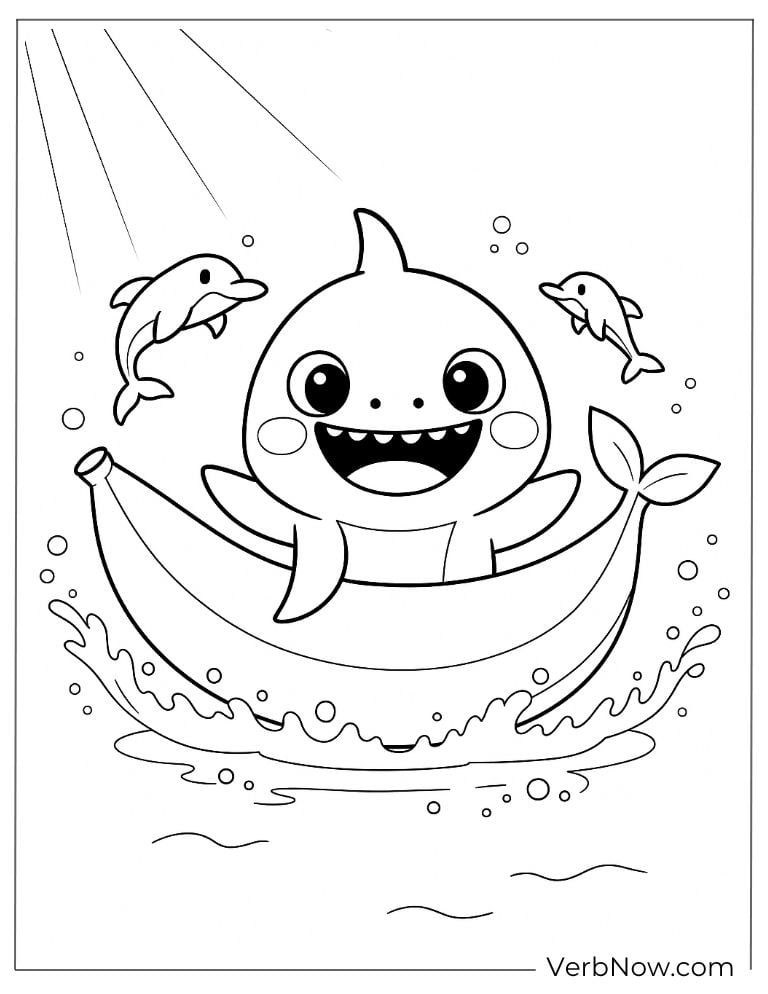 Baby Shark swimming with dolphins