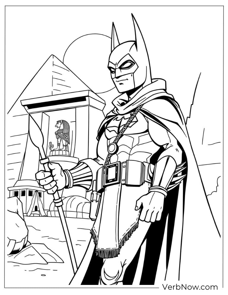 Batman as a knight with sword coloring page