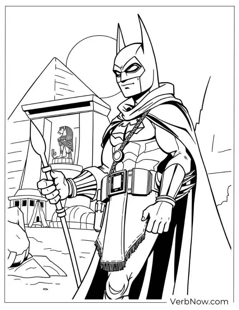 Batman as a knight with sword coloring page