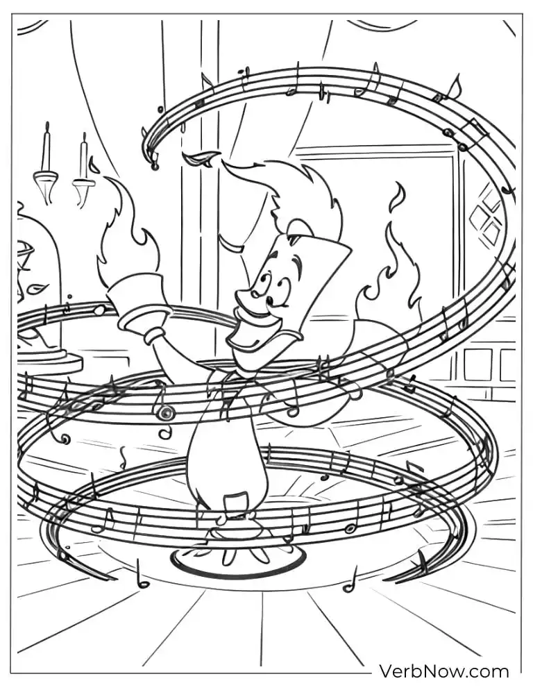 Lumière dancing with flames coloring page