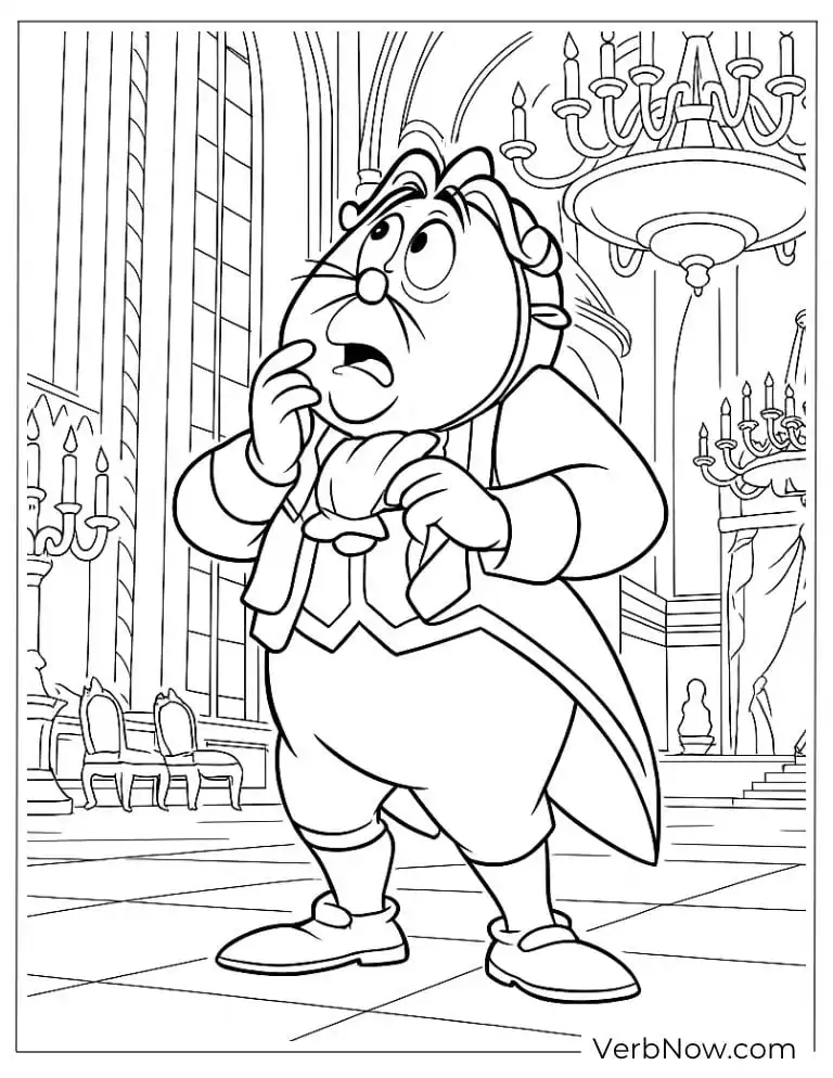 Cogsworth looking surprised in the hall
