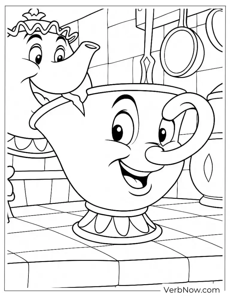 Chip smiling in the kitchen coloring page
