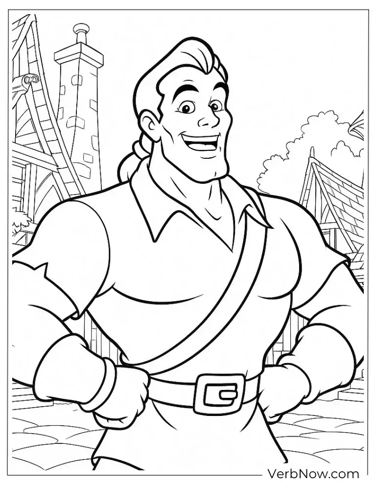 Gaston standing confidently coloring page