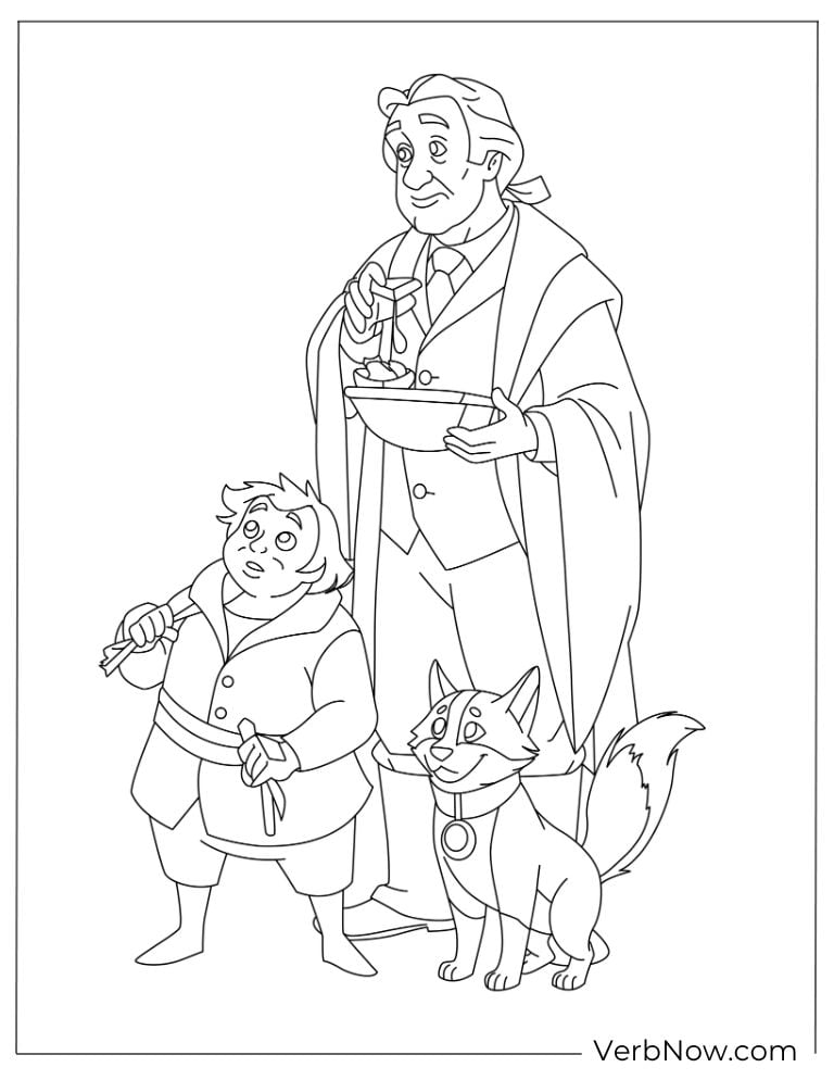 Maurice with Chip, Mrs. Potts, and dog