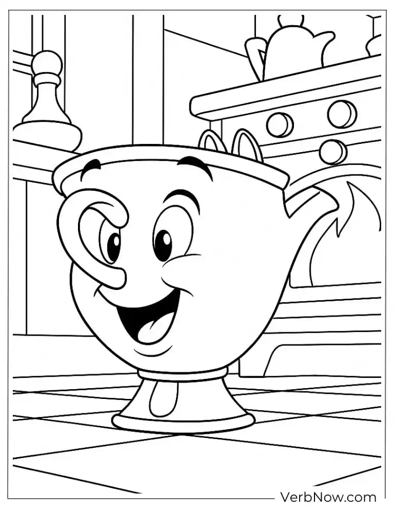 Chip smiling in the kitchen coloring page