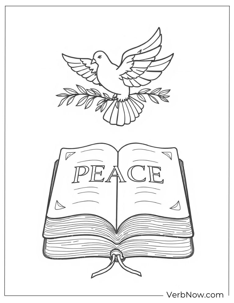 Bible with a dove coloring page