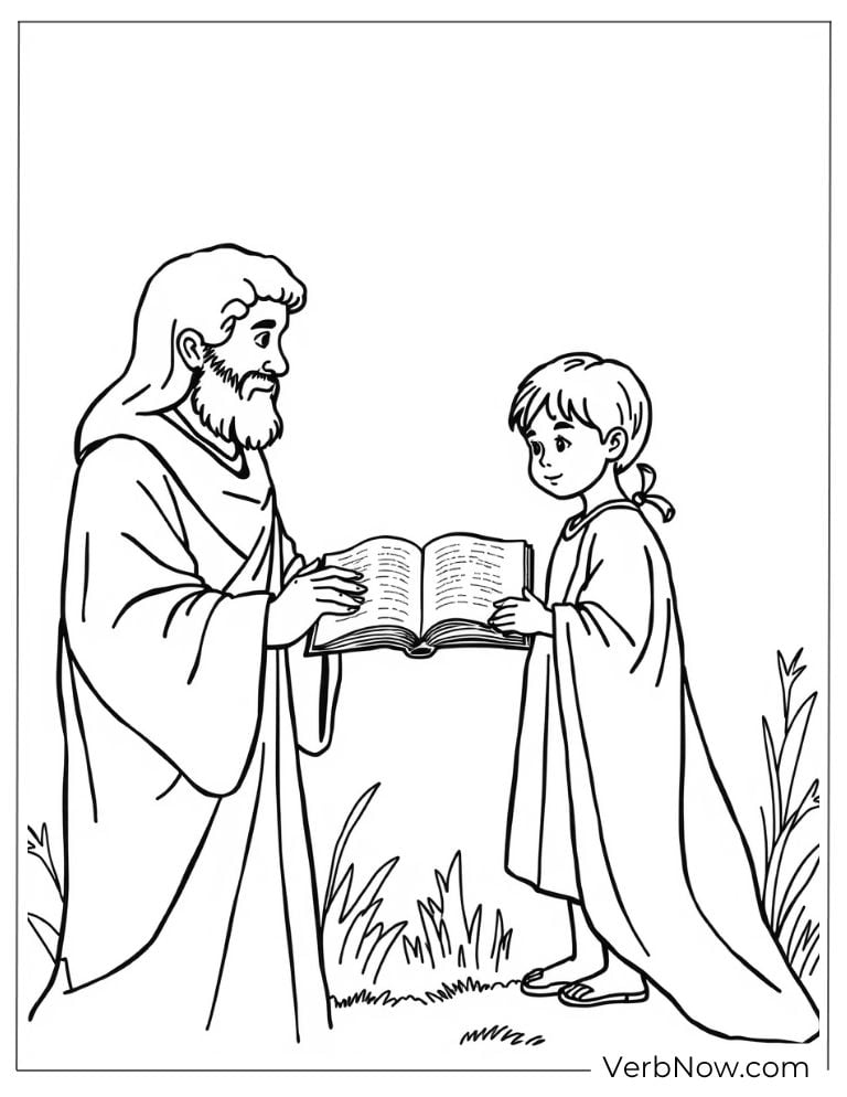 Jesus giving a Bible to young boy