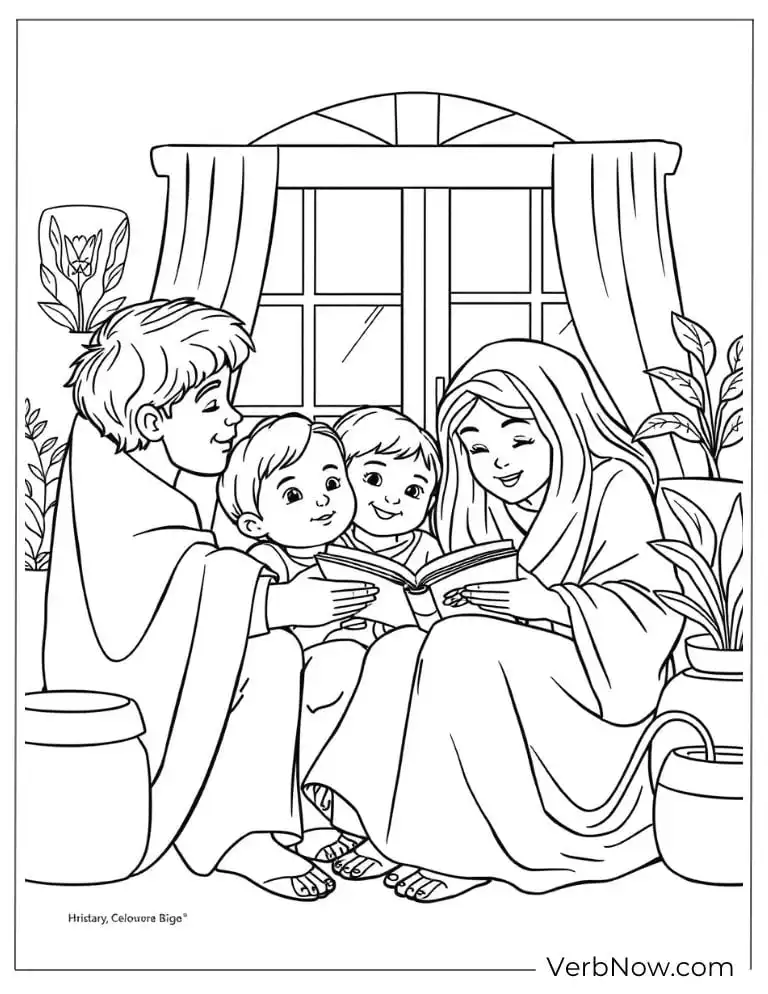 Family reading the Bible together