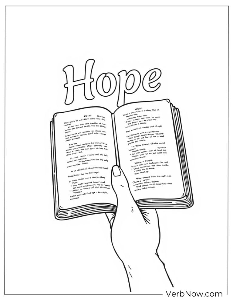 Bible with the word Hope coloring page