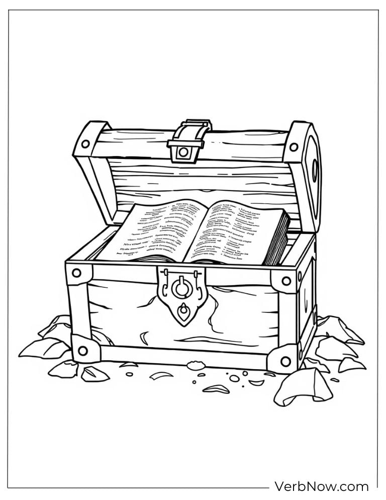 A treasure chest with Bible coloring sheet
