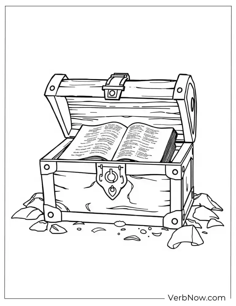 A treasure chest with Bible coloring sheet