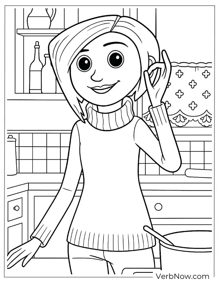 Coraline's mother in the kitchen