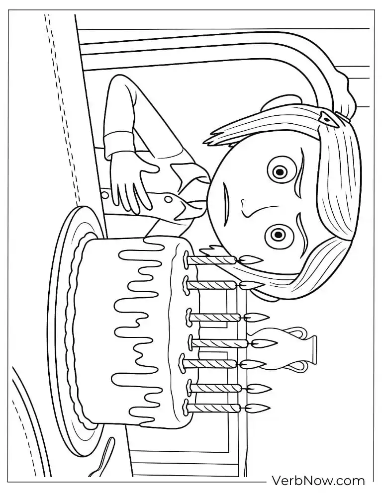 Coloring page of Coraline's birthday