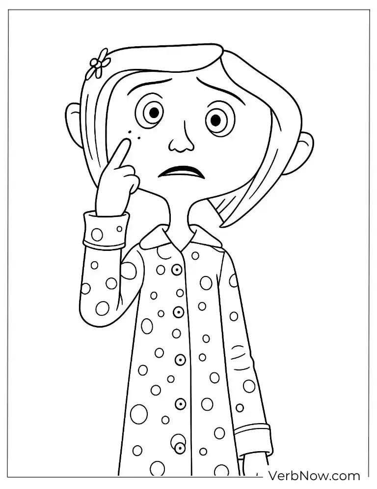 Coraline in pajamas coloring page