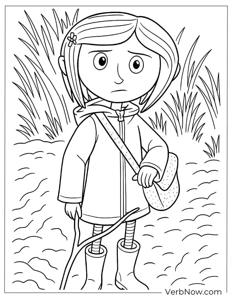 Coraline in a field coloring page