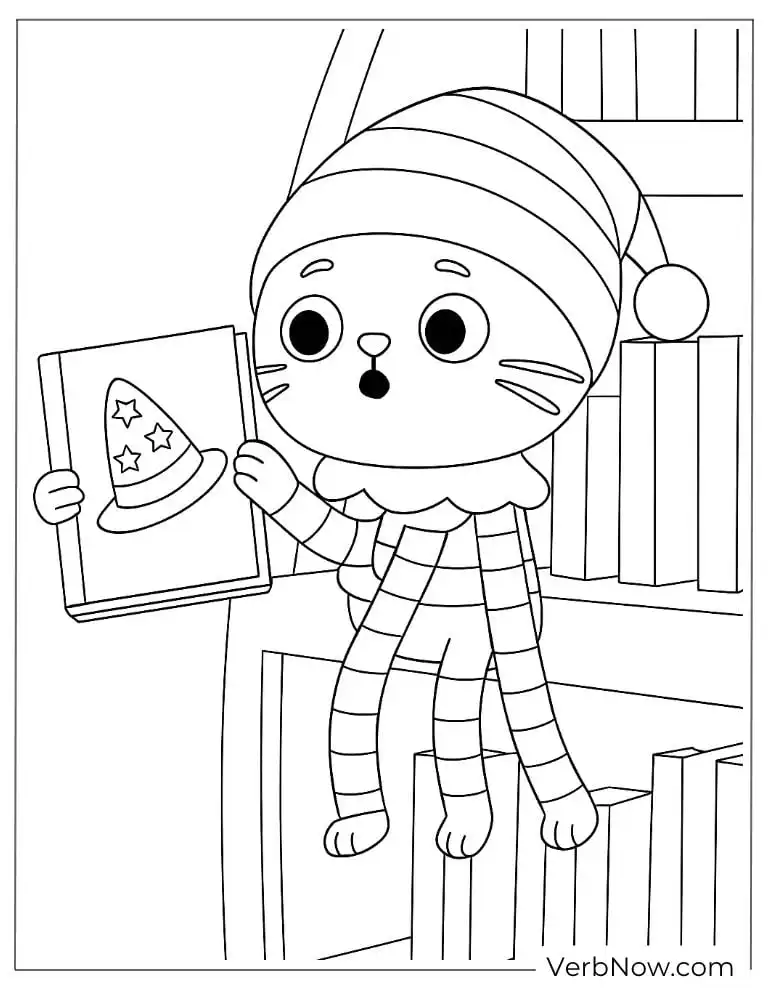 Catrat holding the magic box coloring page