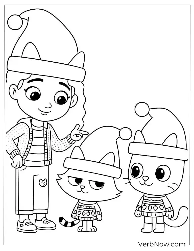 Gabby with Catrat and Pandy Paws in winter outfits