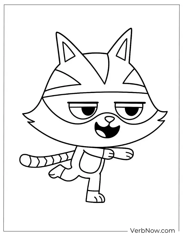 Catrat dancing happily coloring page