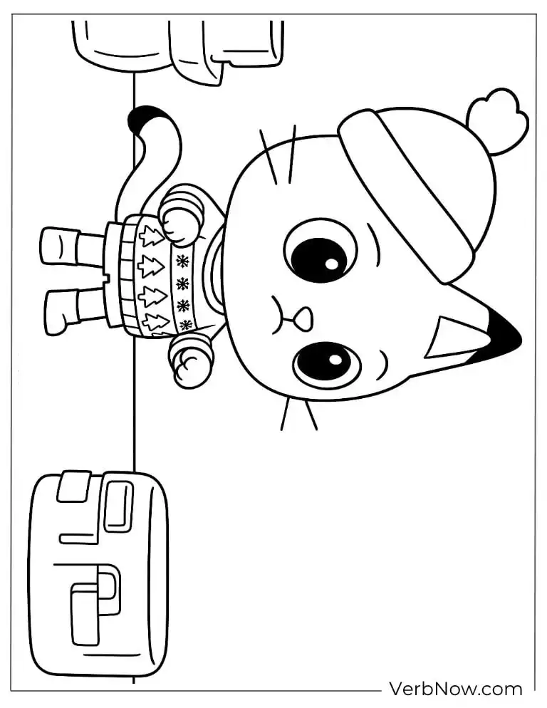 Pandy Paws holding a suitcase coloring page