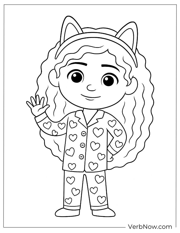 Gabby wearing pijama coloring page
