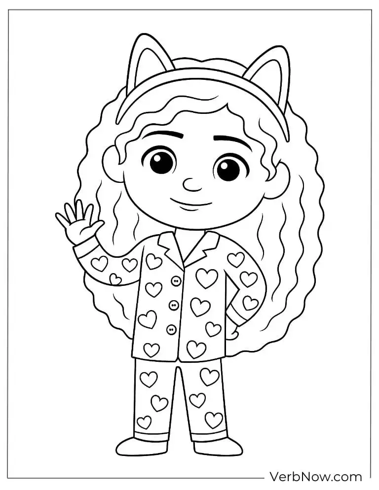 Gabby wearing pijama coloring page