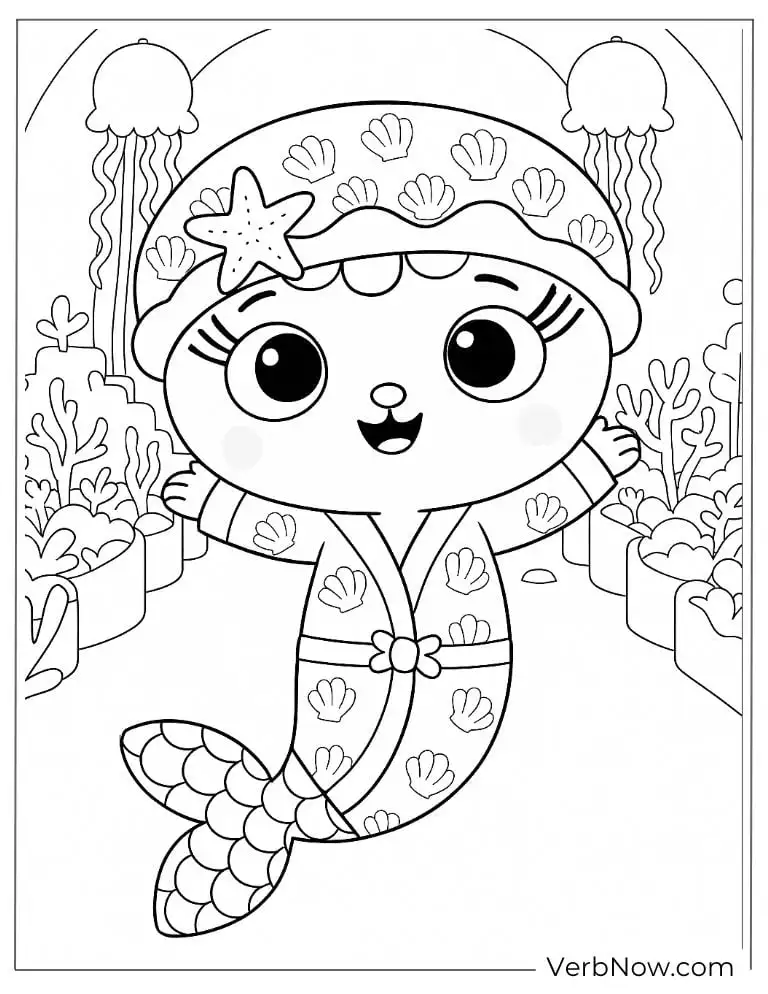 Mercat under the water coloring page