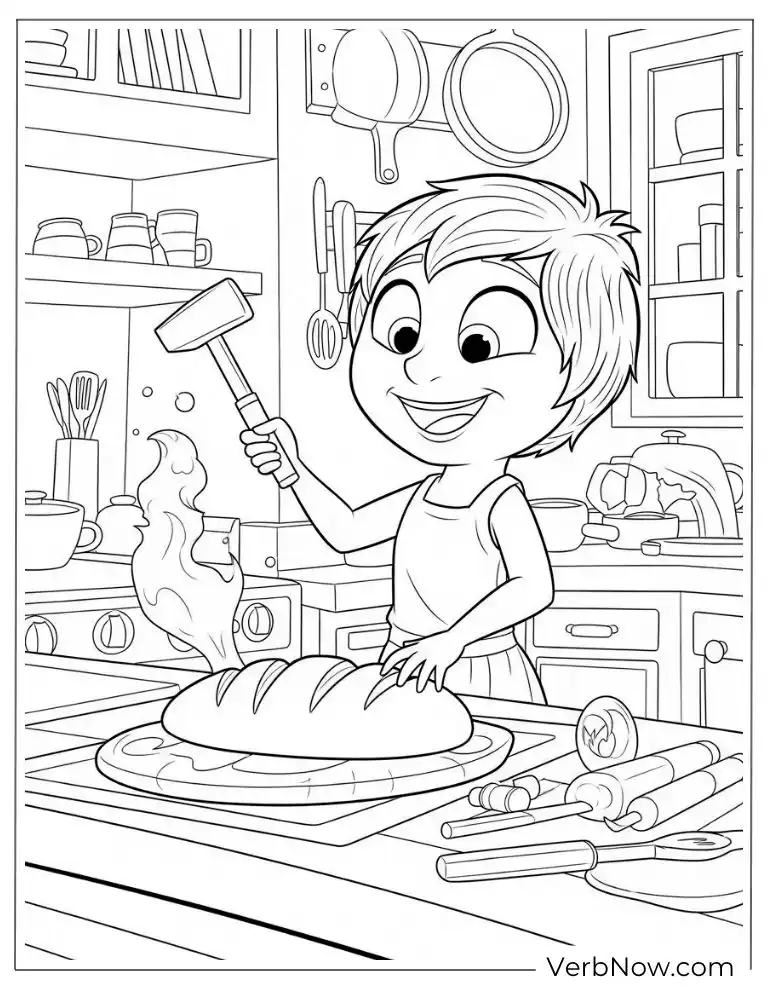 Joy joyfully prepares food in the kitchen