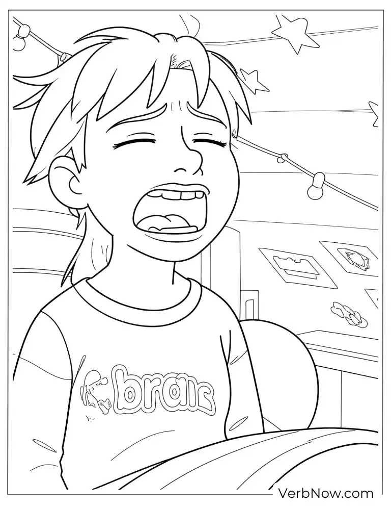 Riley cries out emotionally coloring page
