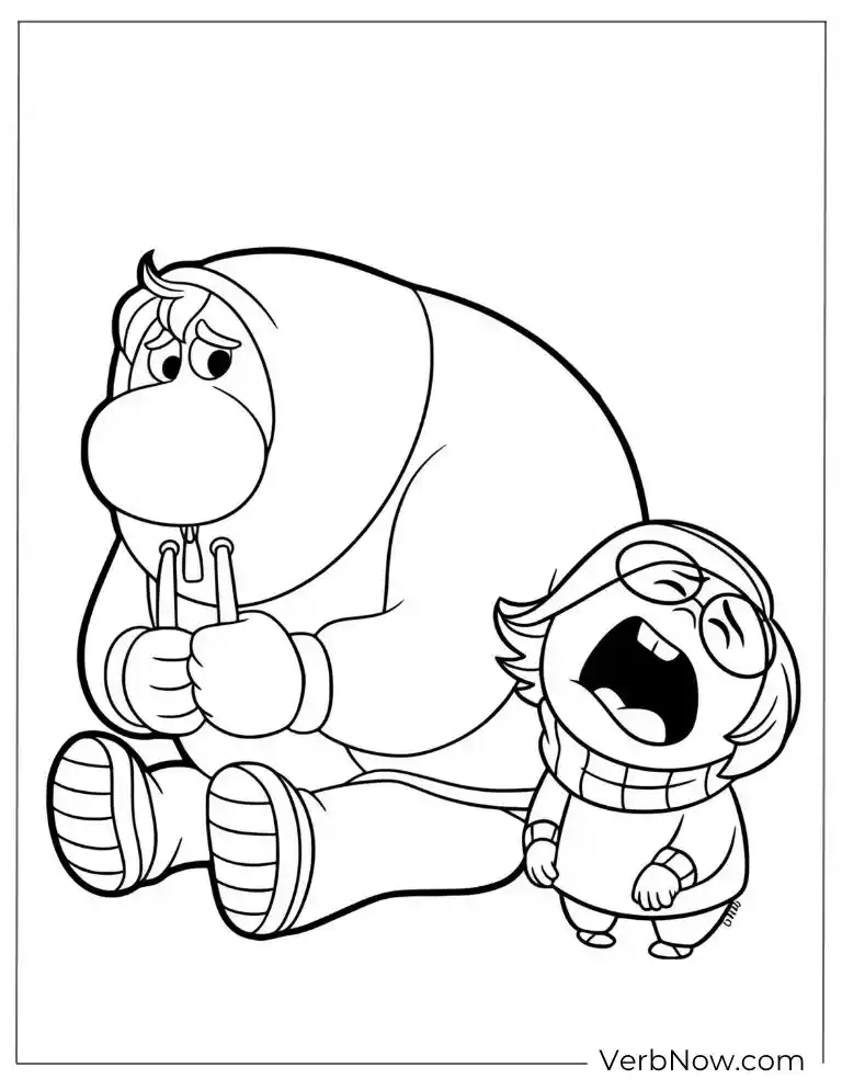 Bing Bong sitting with Sadness coloring page