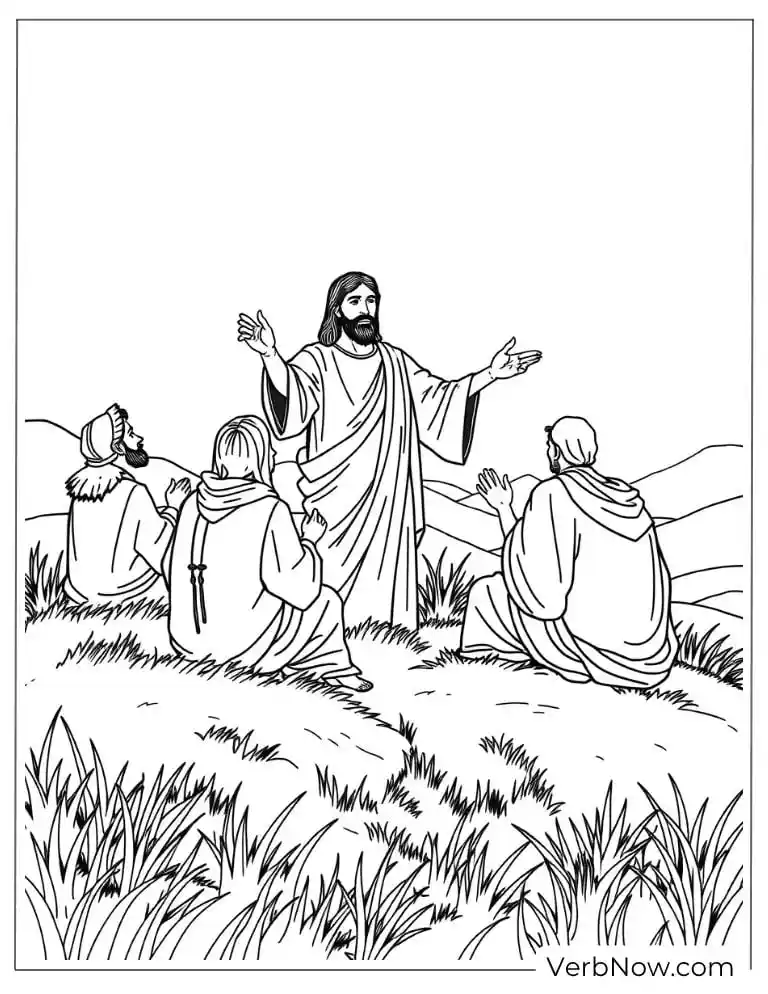 Jesus and disciples on a hillside