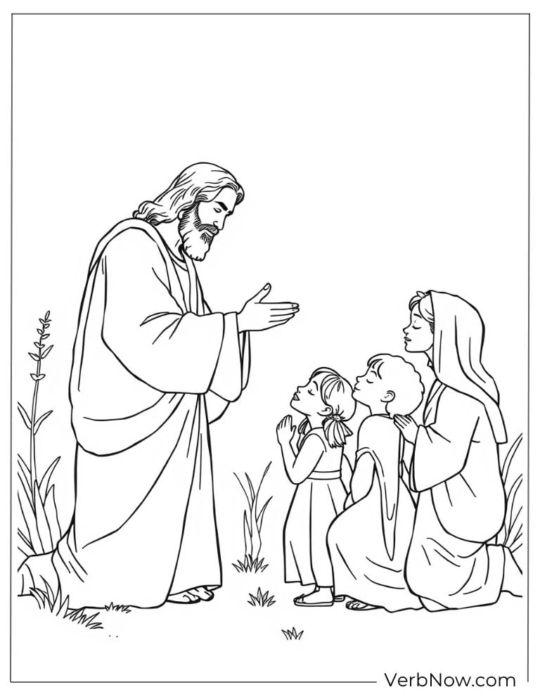 Jesus blessing children coloring page