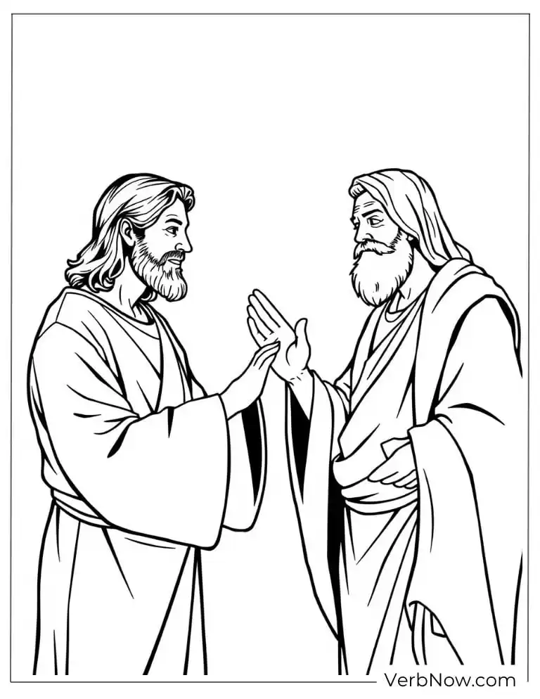 Jesus and a King coloring sheet