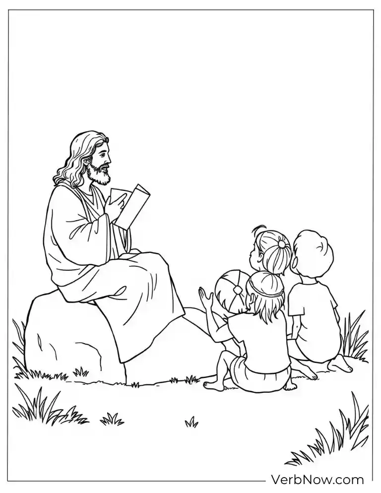 Jesus teaching Bible stories to children