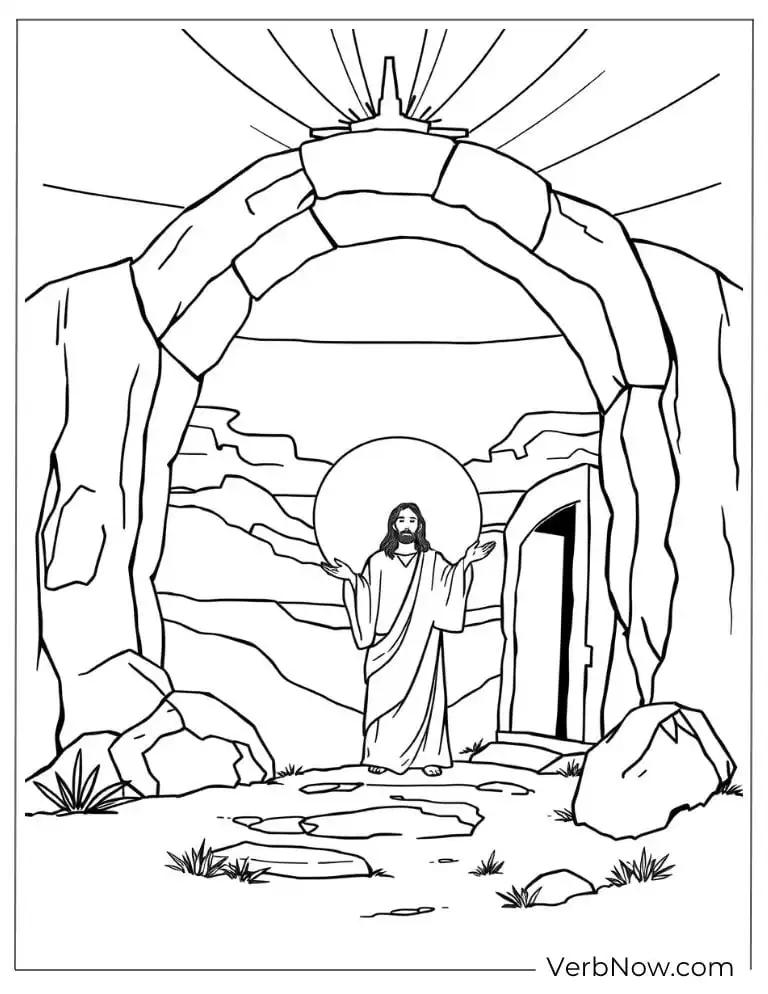 Jesus coming out of the tomb after resurrection