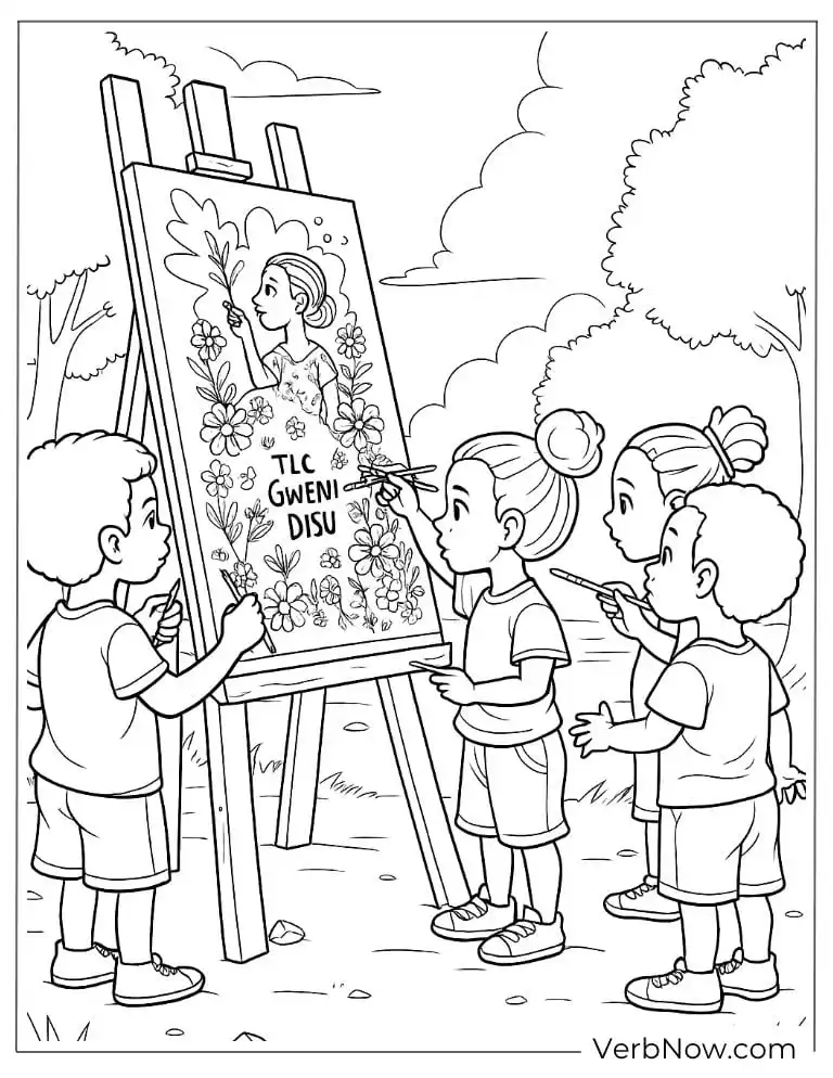 Kids drawing a colorful Juneteenth pictures