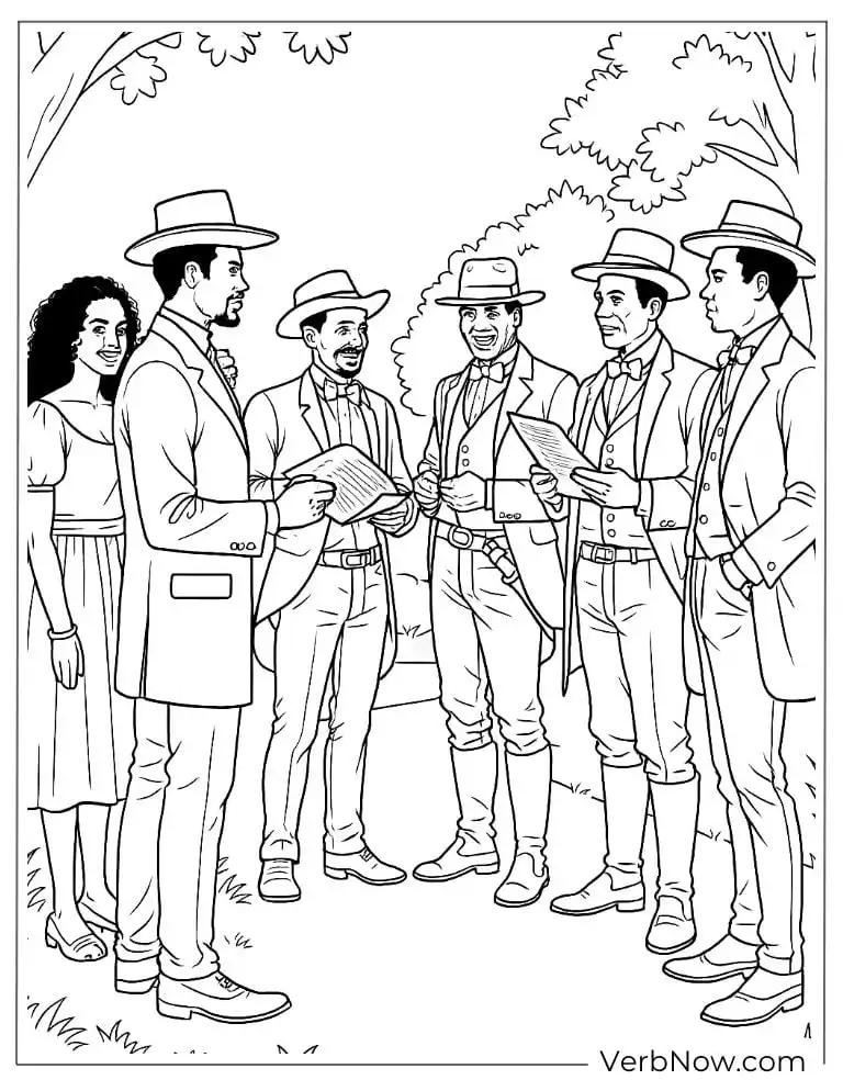 A group of men reading an important document