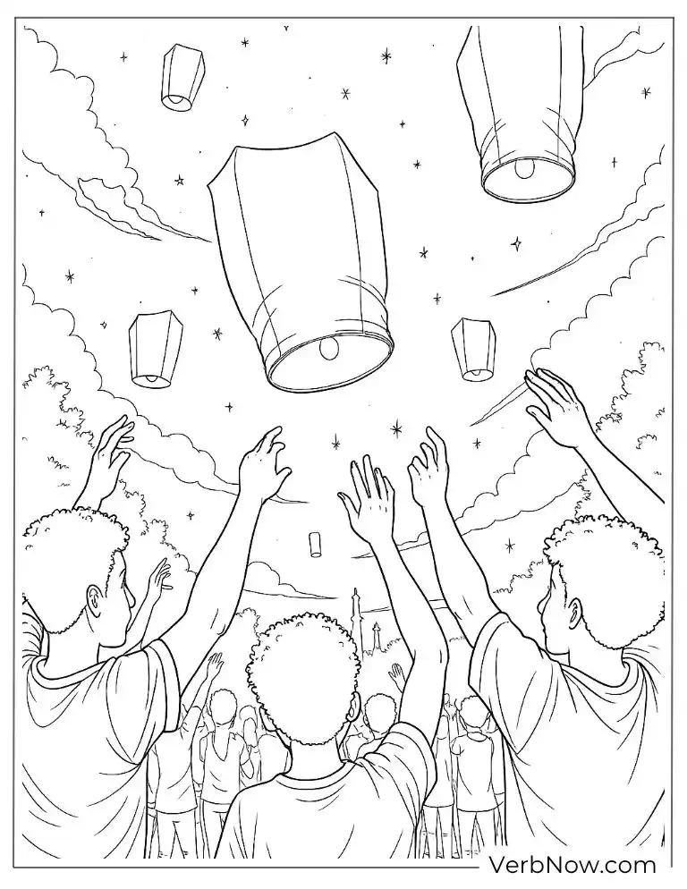 Children releasing lanterns during Juneteenth holiday
