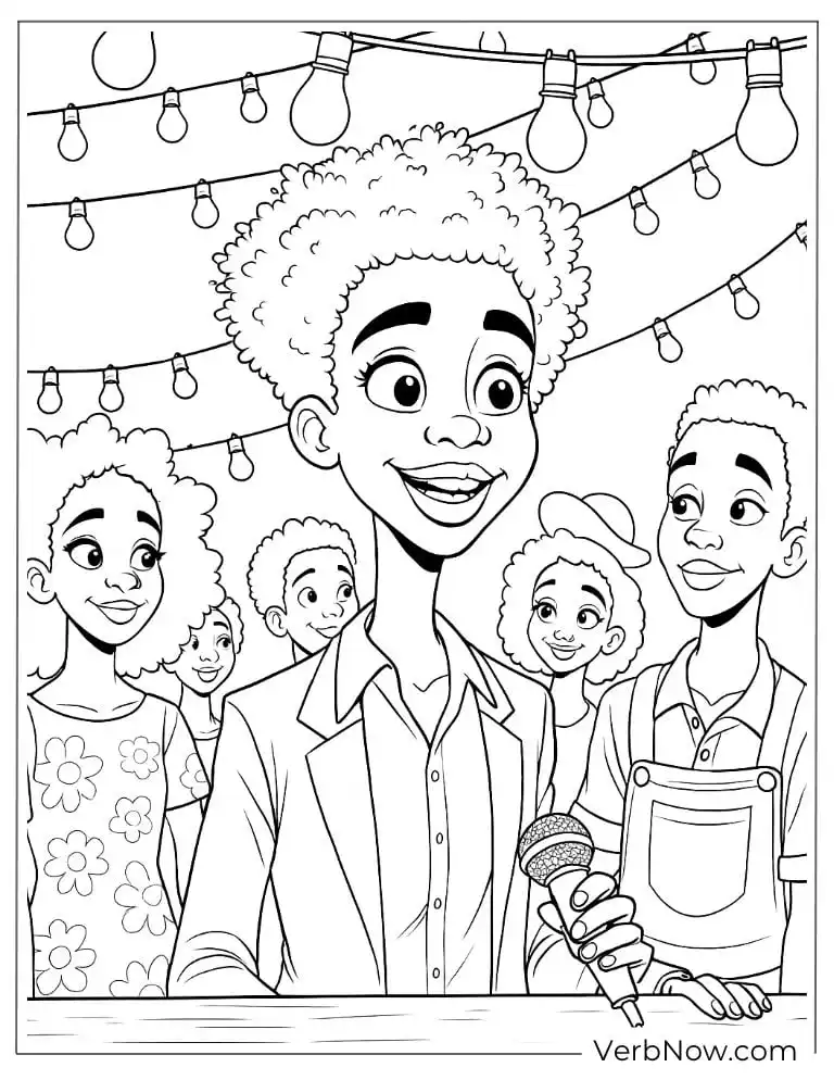 A young speaker on Juneteenth coloring page