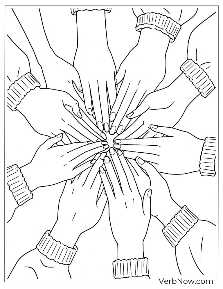 Diverse hands coming together in unity and strength