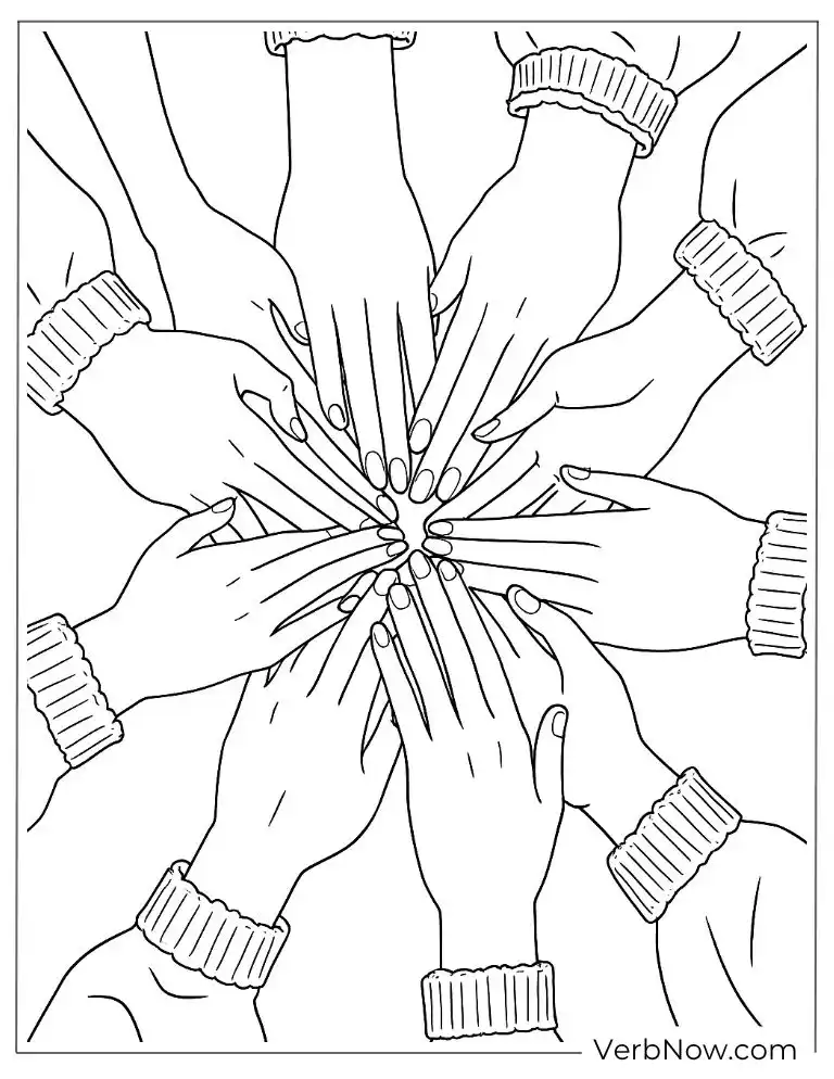Diverse hands coming together in unity and strength