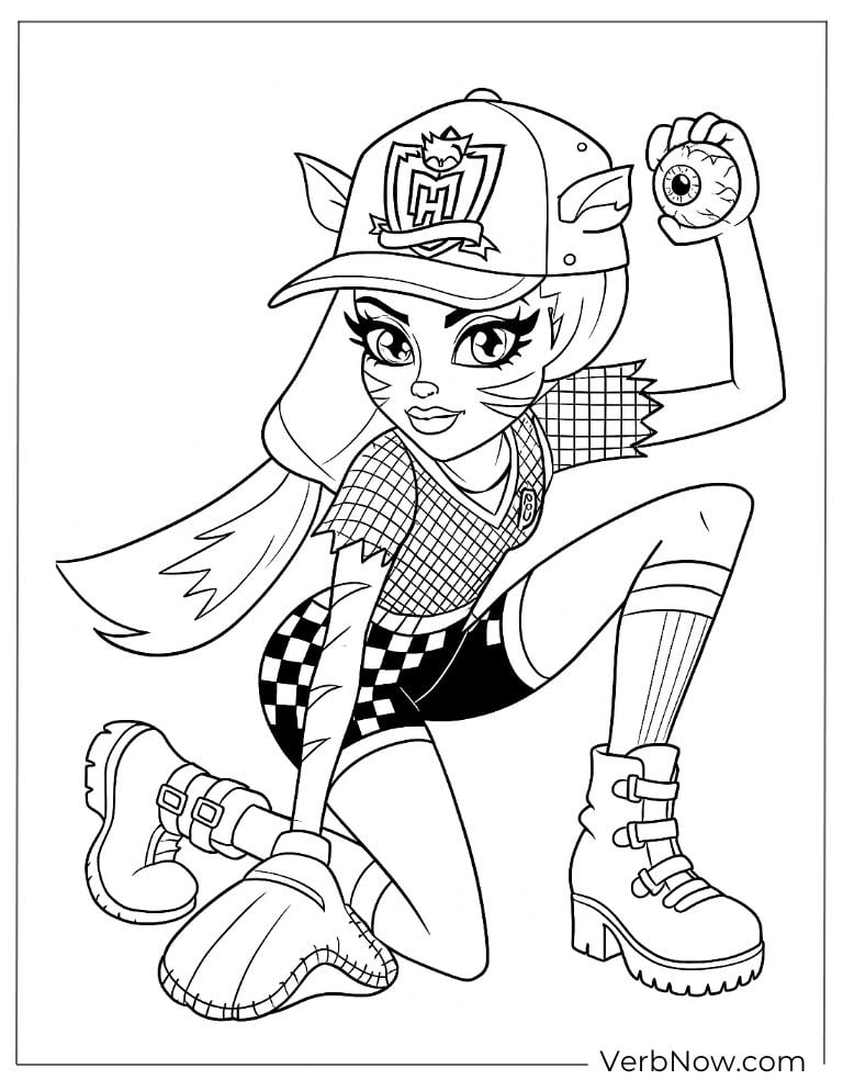 Frankie Stein in a sporty outfit coloring page